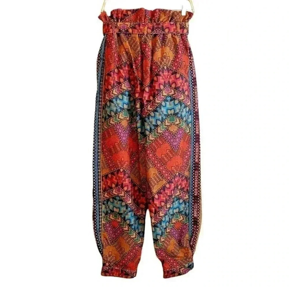 NWT Farm Rio Striped Paper Bag Pants Beaded Bohemian Aztec Tribal Tropical Pants - Picture 10 of 12